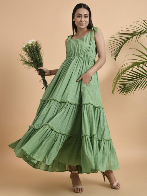 tie knot shoulder fit & flare dress - 18285061 - Standard Image - 1