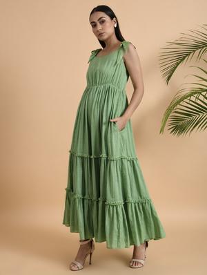 tie knot shoulder fit & flare dress - 18285061 - Standard Image - 2
