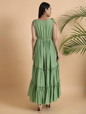tie knot shoulder fit & flare dress - 18285061 - Standard Image - 3