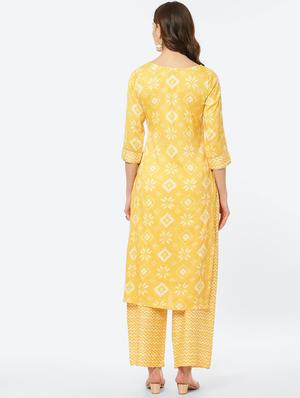 yellow rayon kurta palazzo set - 18285321 - Standard Image - 4