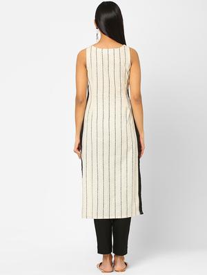 white striped straight kurta - 18285360 - Standard Image - 3