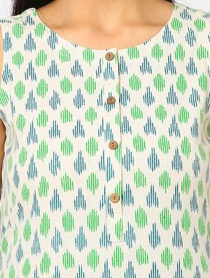 white printed a-line kurta - 18285375 - Standard Image - 4