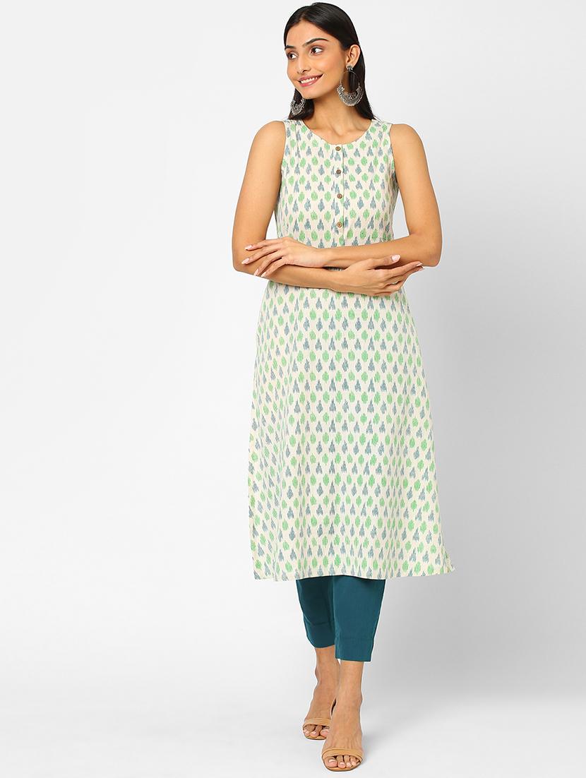 white printed a-line kurta - 18285375 - Zoom Image - 1