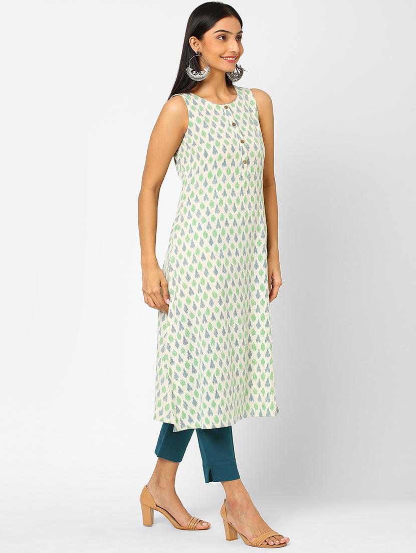 white printed a-line kurta - 18285375 - Zoom Image - 2