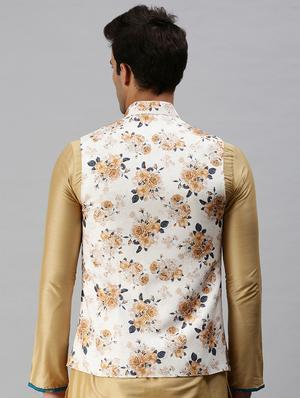 white printed nehru jacket - 18285445 - Standard Image - 3