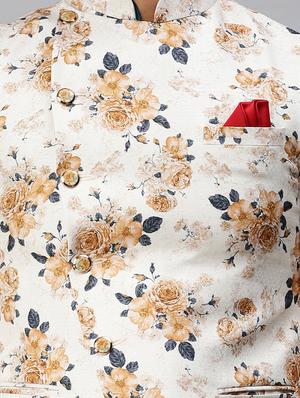 white printed nehru jacket - 18285445 - Standard Image - 5