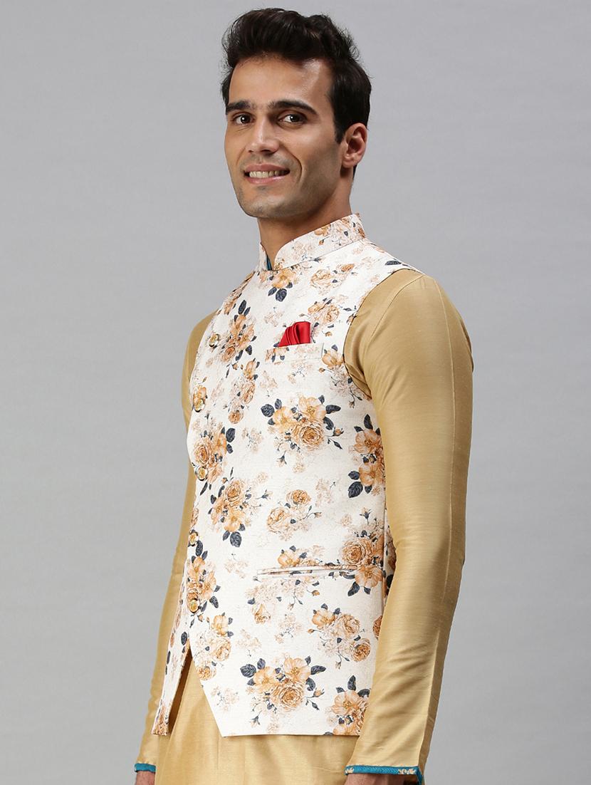 white printed nehru jacket - 18285445 - Zoom Image - 2