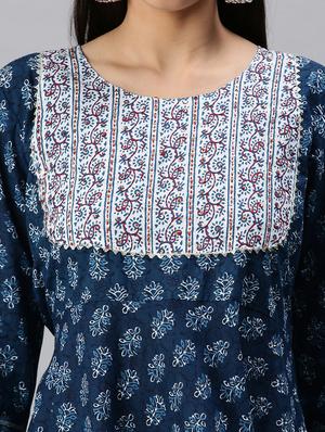 blue cotton blend kurta dupatta set - 18285560 - Standard Image - 5