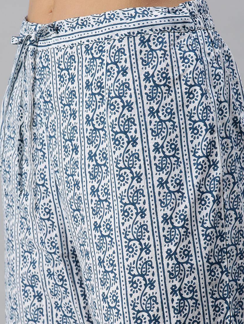 blue cotton blend kurta dupatta set - 18285560 - Zoom Image - 6