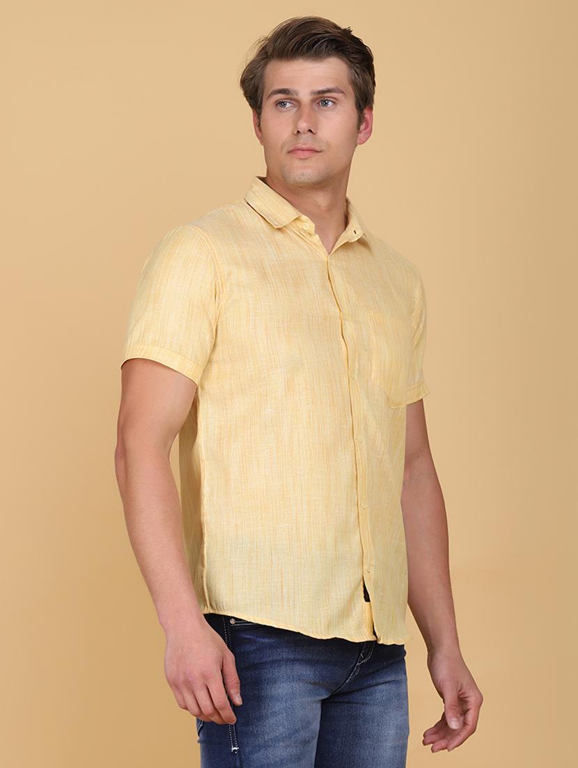 yellow melange kurta - 18285707 - Zoom Image - 3