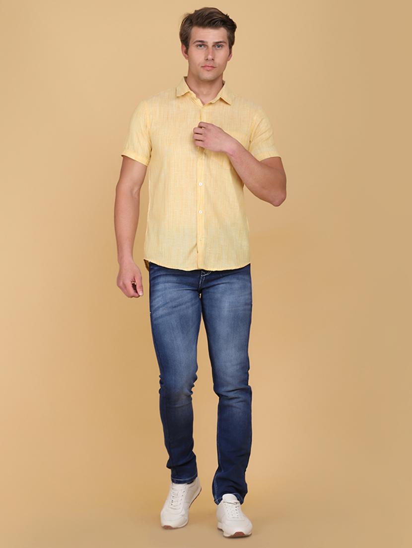 yellow melange kurta - 18285707 - Zoom Image - 4