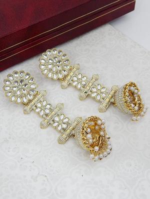 white graceful delightful jhumka earrings - 18286284 - Standard Image - 3