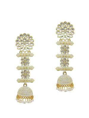 white graceful delightful jhumka earrings - 18286284 - Standard Image - 4