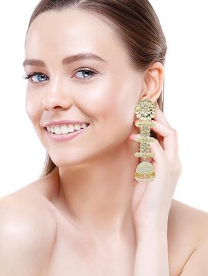white graceful delightful jhumka earrings - 18286284 - Standard Image - 6