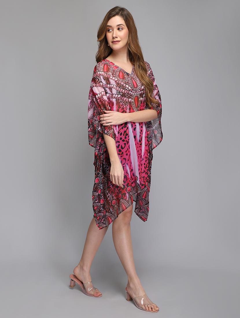 v-neck printed kaftan dress - 18286334 - Zoom Image - 2