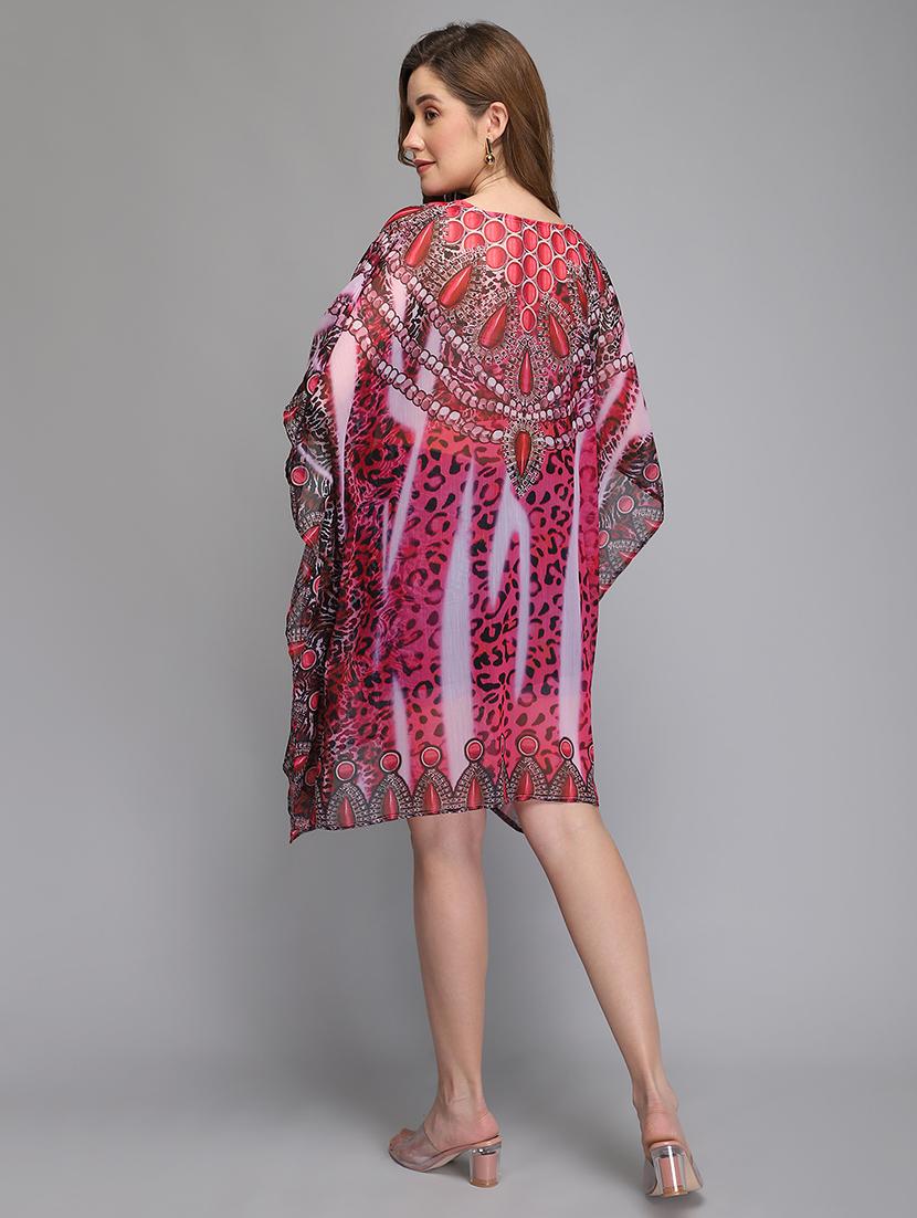 v-neck printed kaftan dress - 18286334 - Zoom Image - 3