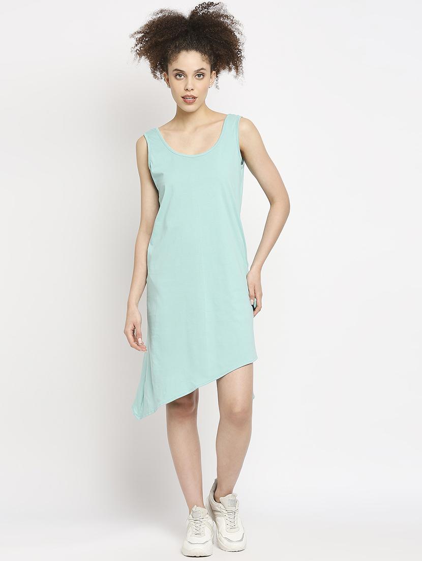 scoop neck asymmetric hem shift dress - 18286492 - Zoom Image - 1