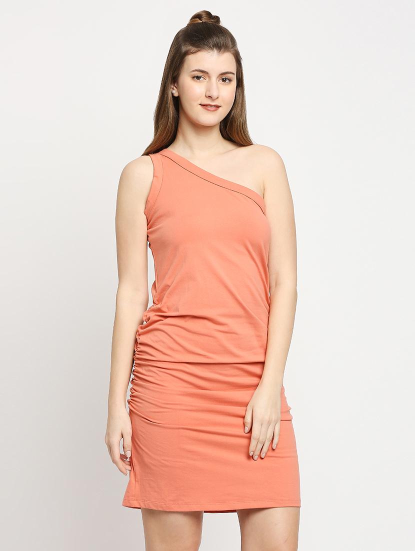 single shoulder solid bodycon dress - 18286495 - Zoom Image - 1
