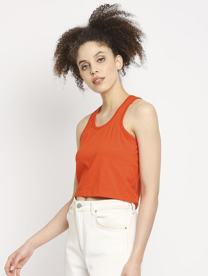 racer back solid crop top - 18286516 - Zoom Image - 2