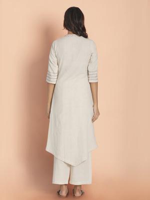 white solid asymmetric kurta - 18286690 - Standard Image - 4