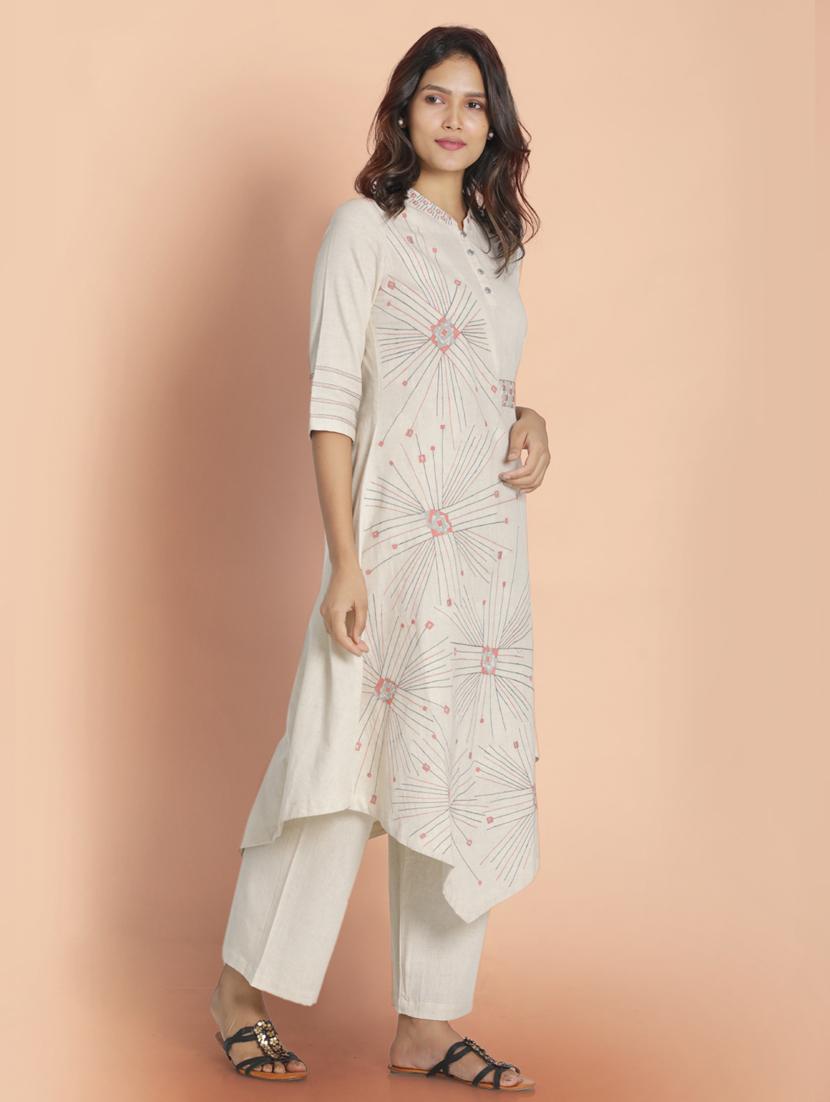 white solid asymmetric kurta - 18286690 - Zoom Image - 2