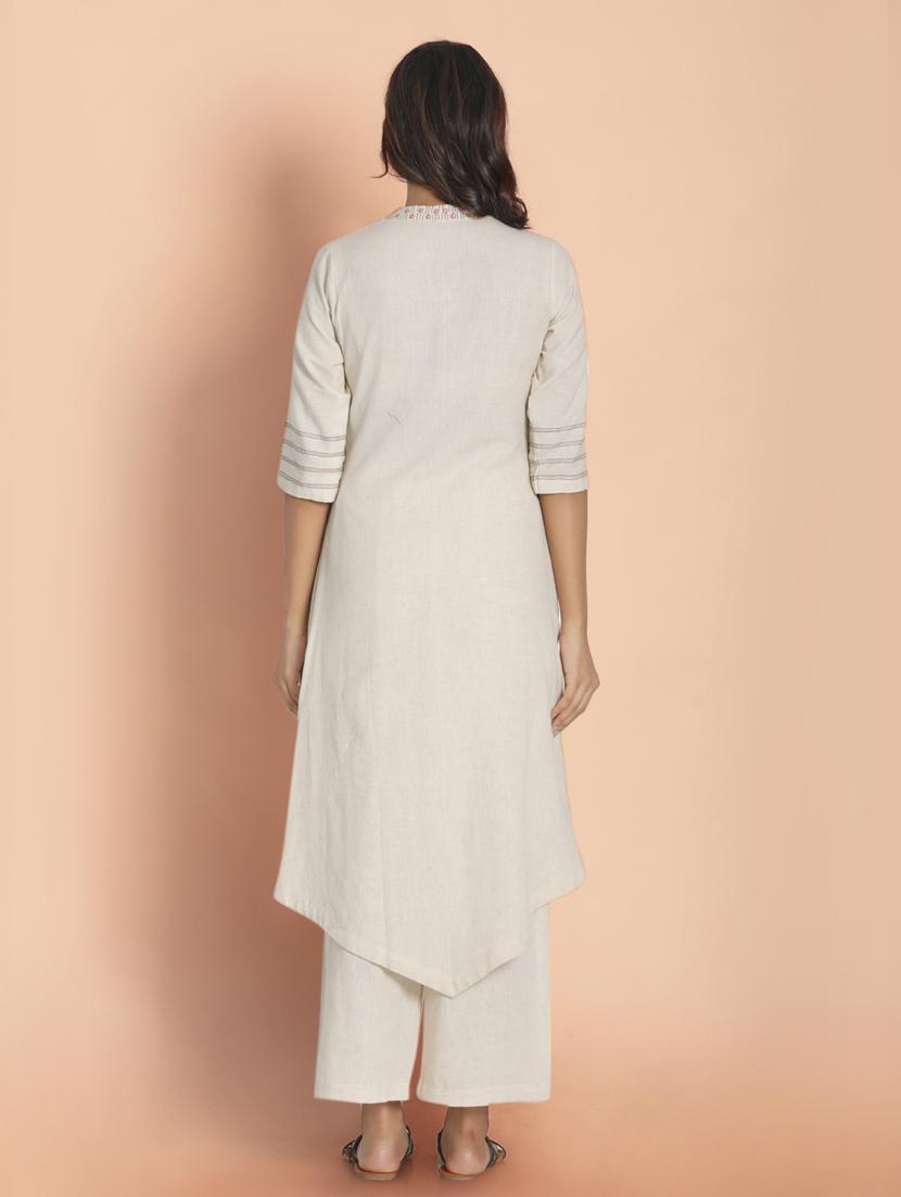 white solid asymmetric kurta - 18286690 - Zoom Image - 4