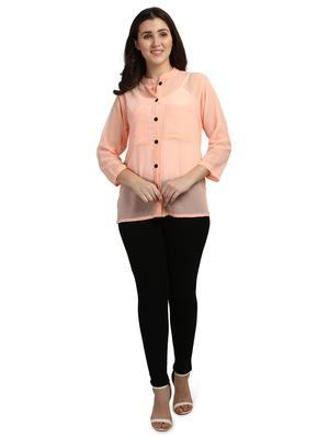 mandarin neck solid shirt - 18287141 - Standard Image - 5