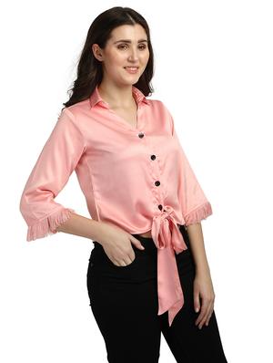 tie front solid shirt - 18287145 - Standard Image - 2