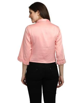 tie front solid shirt - 18287145 - Standard Image - 4