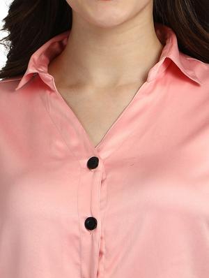 tie front solid shirt - 18287145 - Standard Image - 6