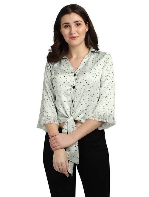 tie front printed shirt - 18287147 - Standard Image - 1