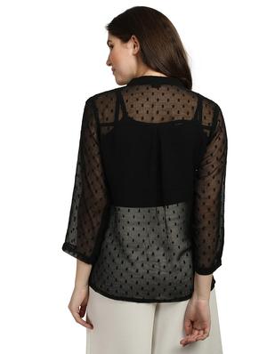 mandarin neck dobby shirt - 18287149 - Standard Image - 4