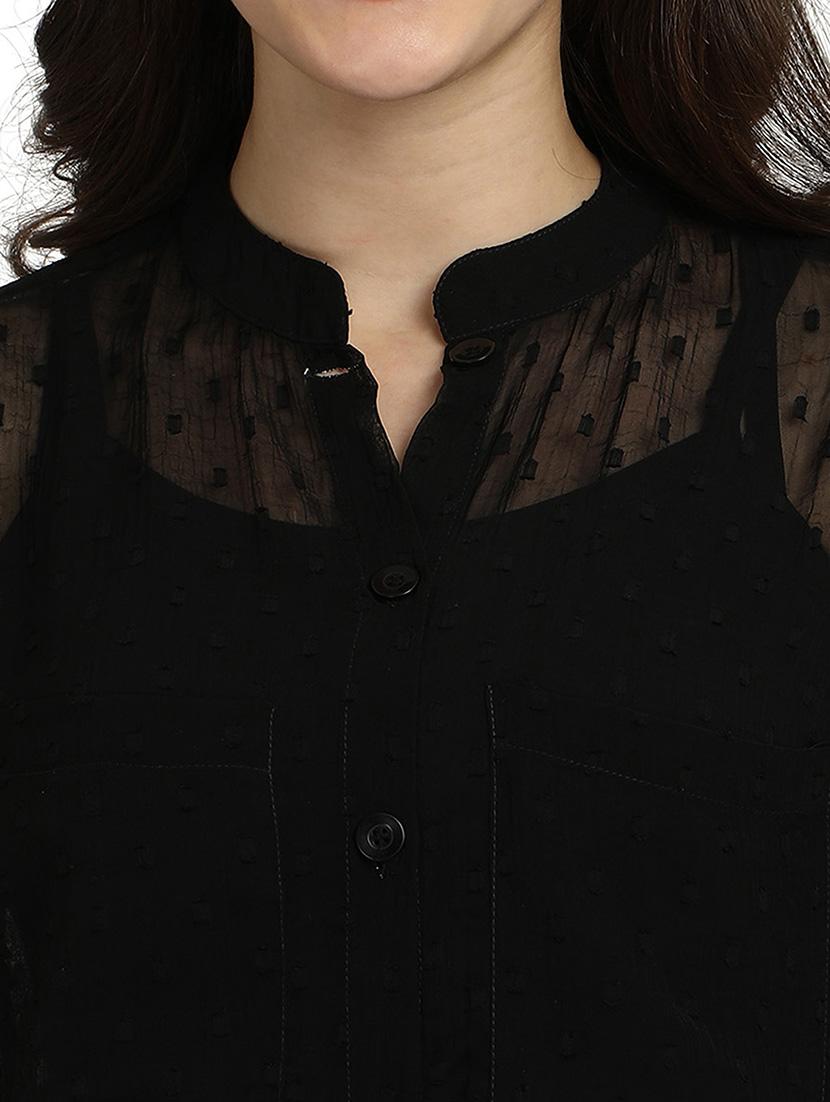 mandarin neck dobby shirt - 18287149 - Zoom Image - 5