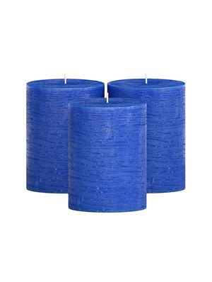 blue 4 inch strawberry fragrance set of 3 pillar candles - 18287377 - Standard Image - 4