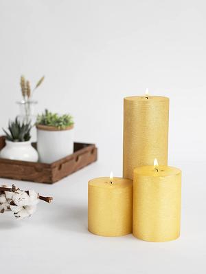 jasmine scented set of 3 yellow pillar candles - 18287436 - Standard Image - 4
