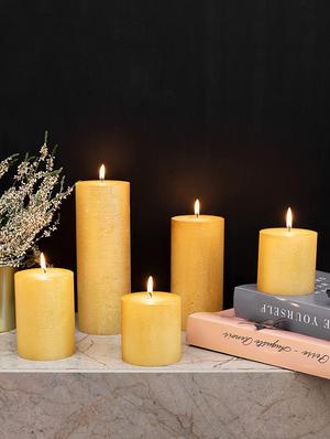 jasmine scented set of 3 yellow pillar candles - 18287436 - Standard Image - 5