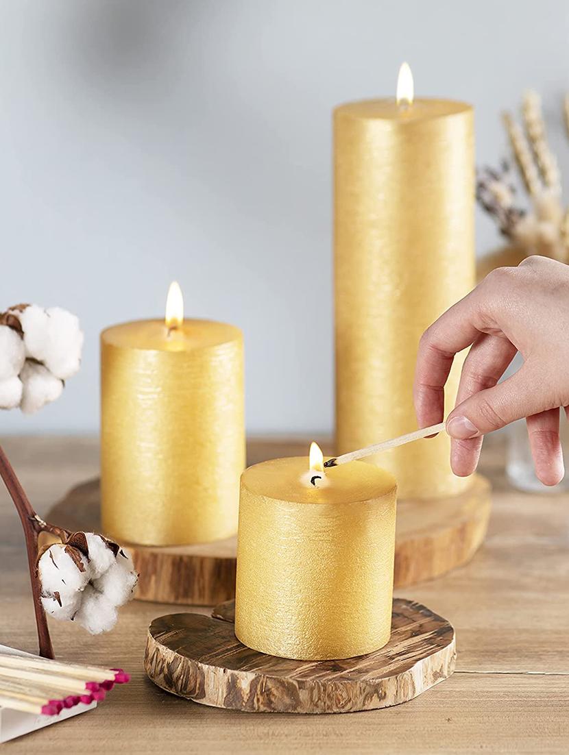 jasmine scented set of 3 yellow pillar candles - 18287436 - Zoom Image - 1