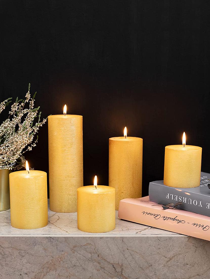 jasmine scented set of 3 yellow pillar candles - 18287436 - Zoom Image - 5