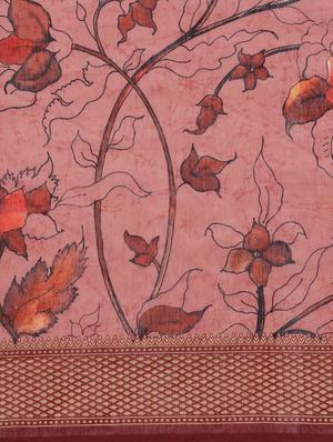 pink chanderi printed saree with blouse - 18287497 - Standard Image - 6