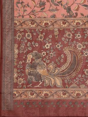 pink chanderi printed saree with blouse - 18287501 - Standard Image - 5