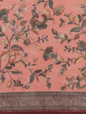 pink chanderi printed saree with blouse - 18287501 - Standard Image - 6