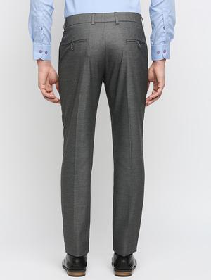 grey solid flat front trousers formal trouser - 18287624 - Standard Image - 3