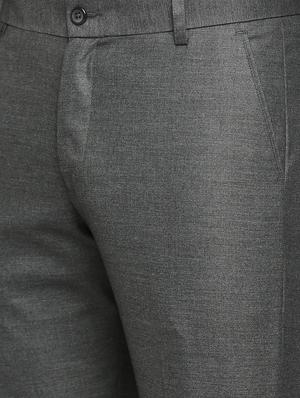 grey solid flat front trousers formal trouser - 18287624 - Standard Image - 5