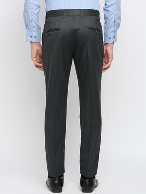 grey solid flat front trousers formal trouser - 18287625 - Standard Image - 3