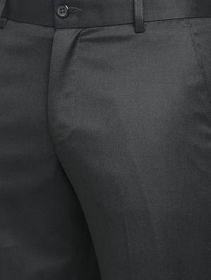 grey solid flat front trousers formal trouser - 18287625 - Standard Image - 5