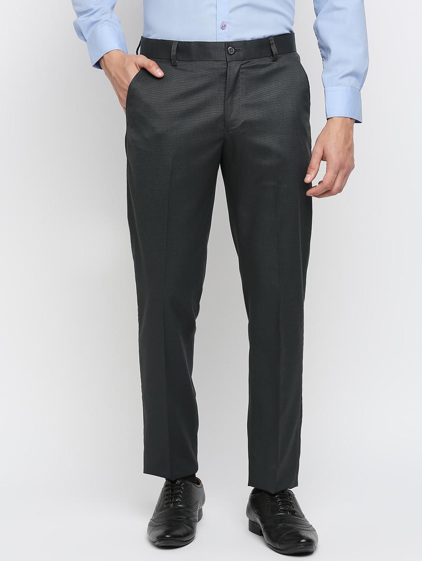 grey solid flat front trousers formal trouser - 18287625 - Zoom Image - 1