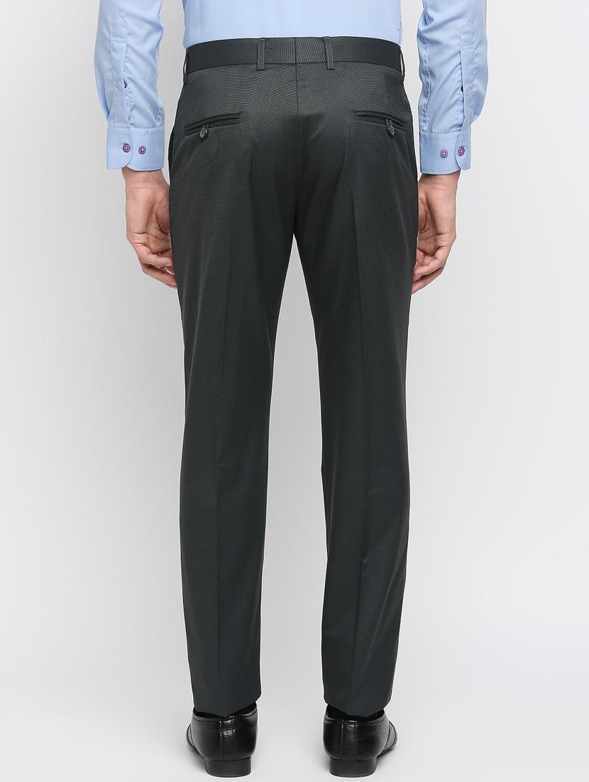 grey solid flat front trousers formal trouser - 18287625 - Zoom Image - 3