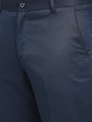 blue solid flat front trousers formal trouser - 18287626 - Standard Image - 5