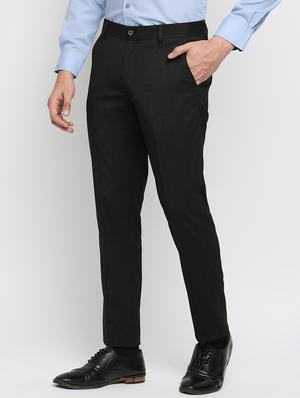 black solid flat front trousers formal trouser - 18287628 - Standard Image - 2