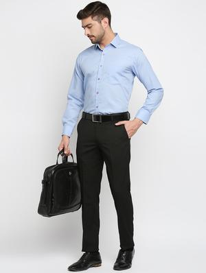 black solid flat front trousers formal trouser - 18287628 - Standard Image - 4
